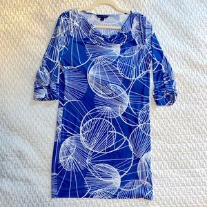 Blue and White Print Banana Republic Shift Dress
